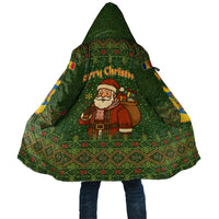 Romania Christmas Cloak with Map Tricolor Flag Golden Eagle and Santa Motif - Wonder Print Shop