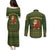 Romania Christmas Couples Matching Puletasi and Long Sleeve Button Shirt with Map Tricolor Flag Golden Eagle and Santa Motif - Wonder Print Shop