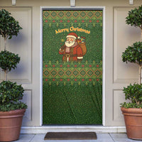 Romania Christmas Door Cover with Map Tricolor Flag Golden Eagle and Santa Motif - Wonder Print Shop