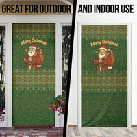 Romania Christmas Door Cover with Map Tricolor Flag Golden Eagle and Santa Motif - Wonder Print Shop