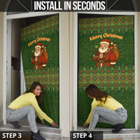 Romania Christmas Door Cover with Map Tricolor Flag Golden Eagle and Santa Motif - Wonder Print Shop