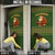 Romania Christmas Door Cover with Map Tricolor Flag Golden Eagle and Santa Motif - Wonder Print Shop