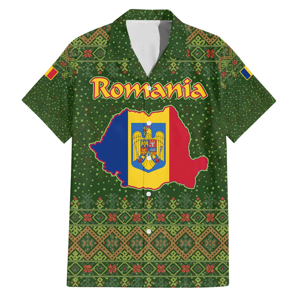 Romania Christmas Family Matching Mermaid Dress and Hawaiian Shirt with Map Tricolor Flag Golden Eagle and Santa Motif - Wonder Print Shop