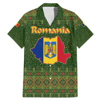 Romania Christmas Family Matching Mermaid Dress and Hawaiian Shirt with Map Tricolor Flag Golden Eagle and Santa Motif - Wonder Print Shop