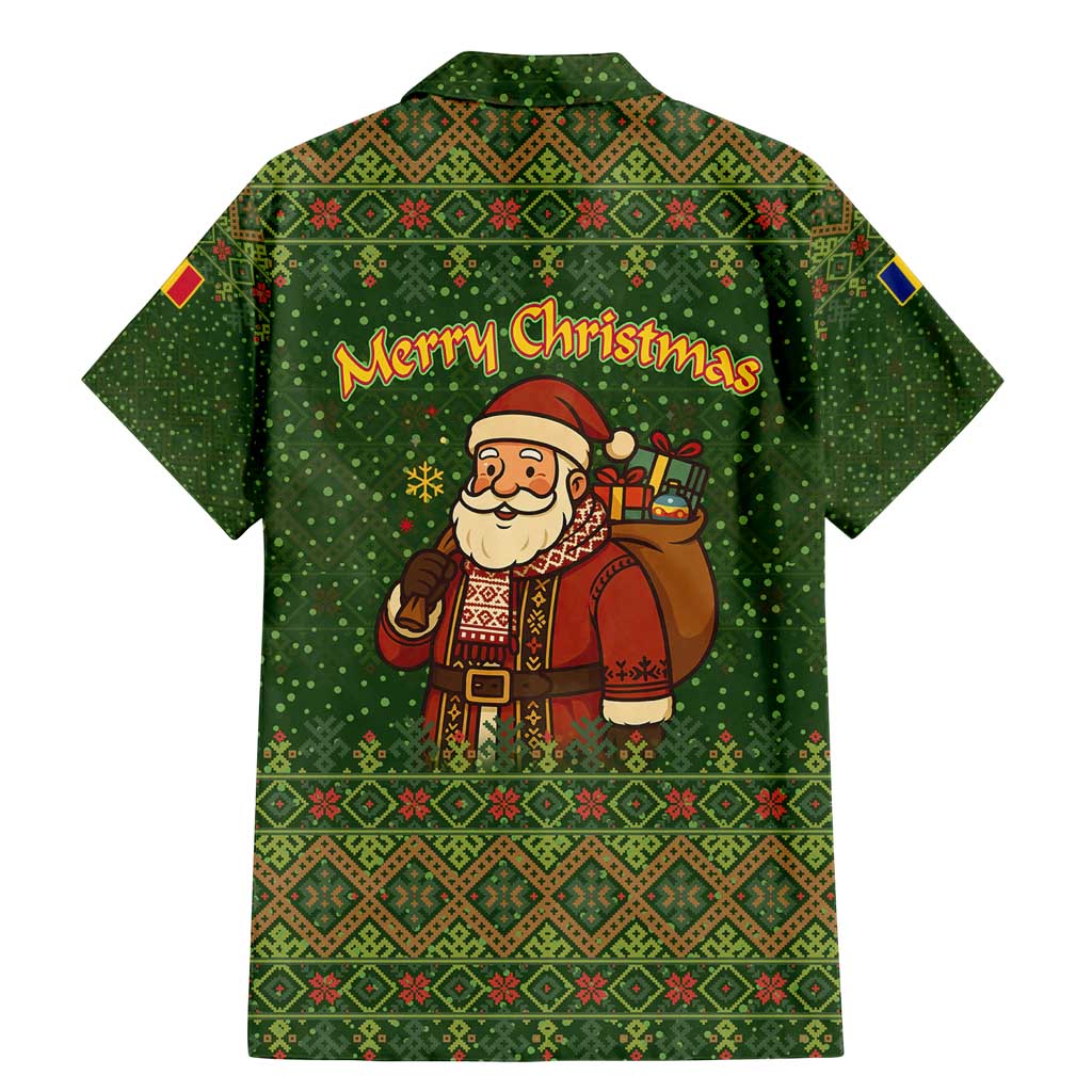 Romania Christmas Family Matching Mermaid Dress and Hawaiian Shirt with Map Tricolor Flag Golden Eagle and Santa Motif - Wonder Print Shop