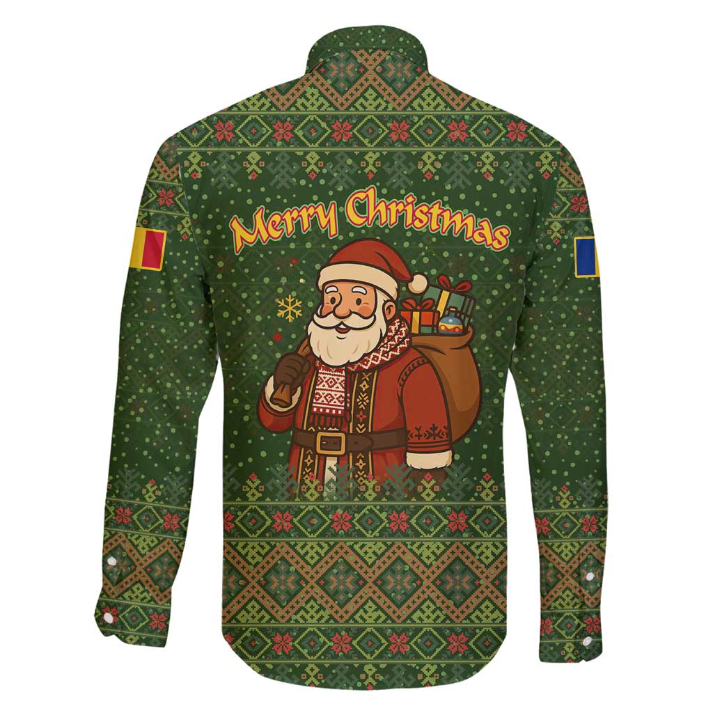 Romania Christmas Family Matching Mermaid Dress and Hawaiian Shirt with Map Tricolor Flag Golden Eagle and Santa Motif - Wonder Print Shop