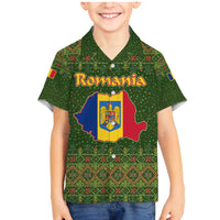 Romania Christmas Family Matching Mermaid Dress and Hawaiian Shirt with Map Tricolor Flag Golden Eagle and Santa Motif - Wonder Print Shop