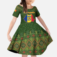 Romania Christmas Family Matching Tank Maxi Dress and Hawaiian Shirt with Map Tricolor Flag Golden Eagle and Santa Motif - Wonder Print Shop