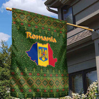 Romania Christmas Garden Flag with Map Tricolor Flag Golden Eagle and Santa Motif - Wonder Print Shop