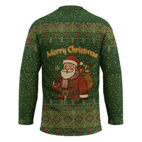 Romania Christmas Hockey Jersey with Map Tricolor Flag Golden Eagle and Santa Motif - Wonder Print Shop