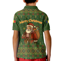 Romania Christmas Kid Polo Shirt with Map Tricolor Flag Golden Eagle and Santa Motif - Wonder Print Shop