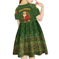 Romania Christmas Kid Short Sleeve Dress with Map Tricolor Flag Golden Eagle and Santa Motif - Wonder Print Shop