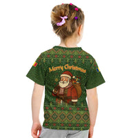 Romania Christmas Kid T Shirt with Map Tricolor Flag Golden Eagle and Santa Motif - Wonder Print Shop