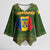 Romania Christmas Kimono Sleeve Blouse with Map Tricolor Flag Golden Eagle and Santa Motif - Wonder Print Shop