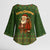 Romania Christmas Kimono Sleeve Blouse with Map Tricolor Flag Golden Eagle and Santa Motif - Wonder Print Shop