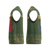 Romania Christmas Knitted V-Neck Vest with Map Tricolor Flag Golden Eagle and Santa Motif - Wonder Print Shop