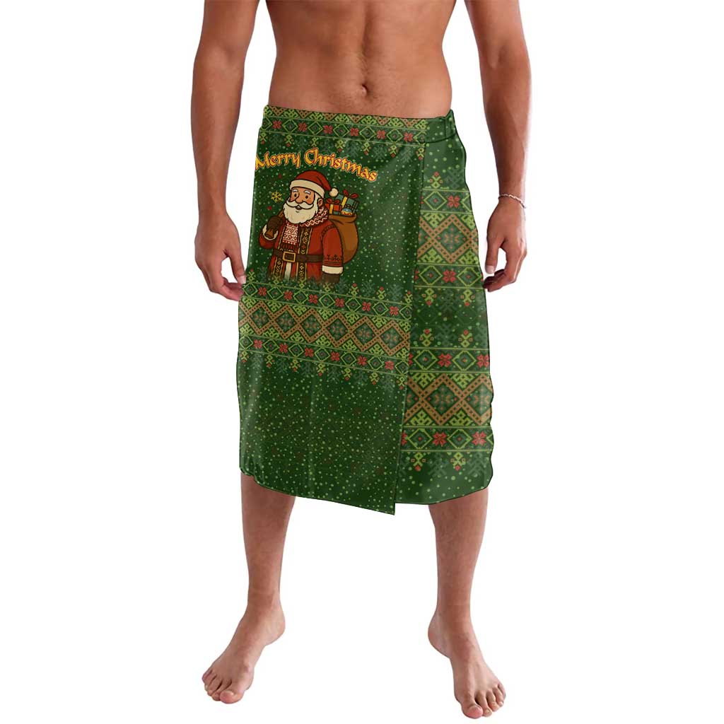 Romania Christmas Lavalava with Map Tricolor Flag Golden Eagle and Santa Motif - Wonder Print Shop