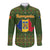 Romania Christmas Long Sleeve Button Shirt with Map Tricolor Flag Golden Eagle and Santa Motif - Wonder Print Shop