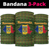 Romania Christmas Neck Gaiter with Map Tricolor Flag Golden Eagle and Santa Motif - Wonder Print Shop