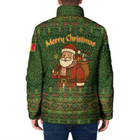 Romania Christmas Padded Jacket with Map Tricolor Flag Golden Eagle and Santa Motif - Wonder Print Shop