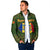 Romania Christmas Padded Jacket with Map Tricolor Flag Golden Eagle and Santa Motif - Wonder Print Shop