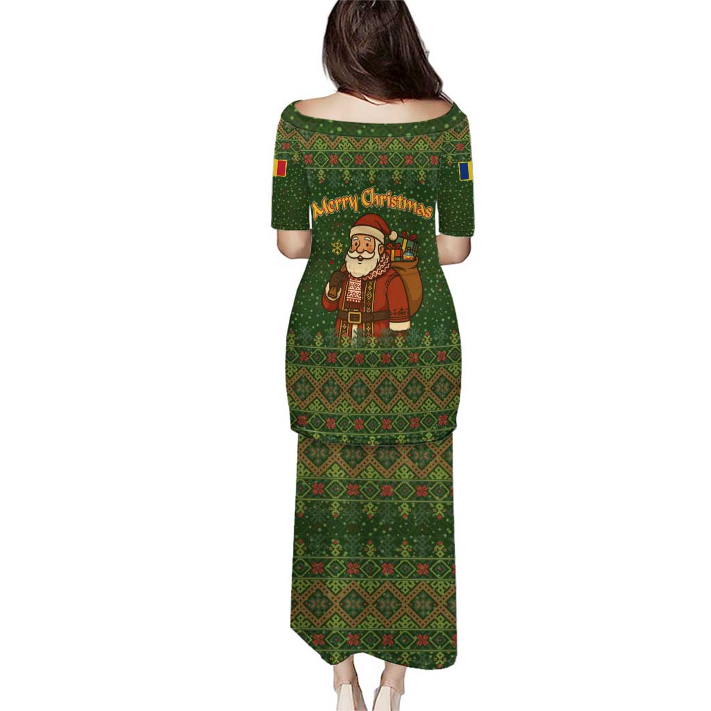 Romania Christmas Puletasi with Map Tricolor Flag Golden Eagle and Santa Motif - Wonder Print Shop