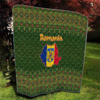 Romania Christmas Quilt with Map Tricolor Flag Golden Eagle and Santa Motif - Wonder Print Shop