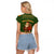 Romania Christmas Raglan Cropped T Shirt with Map Tricolor Flag Golden Eagle and Santa Motif - Wonder Print Shop