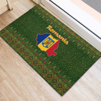 Romania Christmas Rubber Doormat with Map Tricolor Flag Golden Eagle and Santa Motif - Wonder Print Shop