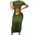 Romania Christmas Short Sleeve Bodycon Dress with Map Tricolor Flag Golden Eagle and Santa Motif - Wonder Print Shop