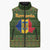 Romania Christmas Sleeveless Puffer Jacket with Map Tricolor Flag Golden Eagle and Santa Motif - Wonder Print Shop