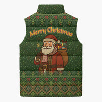 Romania Christmas Sleeveless Puffer Jacket with Map Tricolor Flag Golden Eagle and Santa Motif - Wonder Print Shop