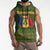 Romania Christmas Sleeveless Zip Hoodie with Map Tricolor Flag Golden Eagle and Santa Motif - Wonder Print Shop