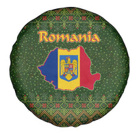 Romania Christmas Spare Tire Cover with Map Tricolor Flag Golden Eagle and Santa Motif - Wonder Print Shop