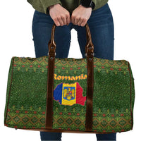 Romania Christmas Travel Bag with Map Tricolor Flag Golden Eagle and Santa Motif - Wonder Print Shop