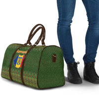 Romania Christmas Travel Bag with Map Tricolor Flag Golden Eagle and Santa Motif - Wonder Print Shop