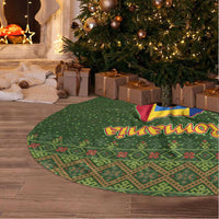 Romania Christmas Tree Skirt with Map Tricolor Flag Golden Eagle and Santa Motif - Wonder Print Shop