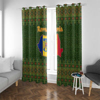 Romania Christmas Window Curtain with Map Tricolor Flag Golden Eagle and Santa Motif - Wonder Print Shop