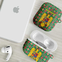 Romania Christmas AirPods Case with Green and Red Pattern Golden Eagle and Santa Motif - Wonder Print Shop
