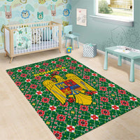 Romania Christmas Area Rug with Green and Red Pattern Golden Eagle and Santa Motif - Wonder Print Shop