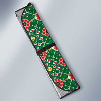 Romania Christmas Auto Sun Shade with Green and Red Pattern Golden Eagle and Santa Motif - Wonder Print Shop