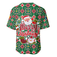 Romania Christmas Baseball Jersey with Green and Red Pattern Golden Eagle and Santa Motif - Wonder Print Shop
