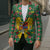 Romania Christmas Blazer with Green and Red Pattern Golden Eagle and Santa Motif - Wonder Print Shop