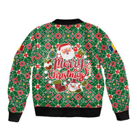 Romania Christmas Bomber Jacket with Green and Red Pattern Golden Eagle and Santa Motif - Wonder Print Shop