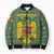 Romania Christmas Bomber Puffer Jacket with Green and Red Pattern Golden Eagle and Santa Motif - Wonder Print Shop