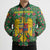 Romania Christmas Bomber Puffer Jacket with Green and Red Pattern Golden Eagle and Santa Motif - Wonder Print Shop