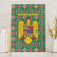 Romania Christmas Canvas Wall Art with Green and Red Pattern Golden Eagle and Santa Motif - Wonder Print Shop