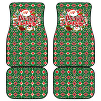 Romania Christmas Car Mats with Green and Red Pattern Golden Eagle and Santa Motif - Wonder Print Shop