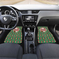 Romania Christmas Car Mats with Green and Red Pattern Golden Eagle and Santa Motif - Wonder Print Shop