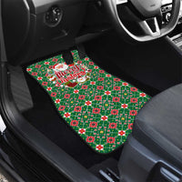 Romania Christmas Car Mats with Green and Red Pattern Golden Eagle and Santa Motif - Wonder Print Shop